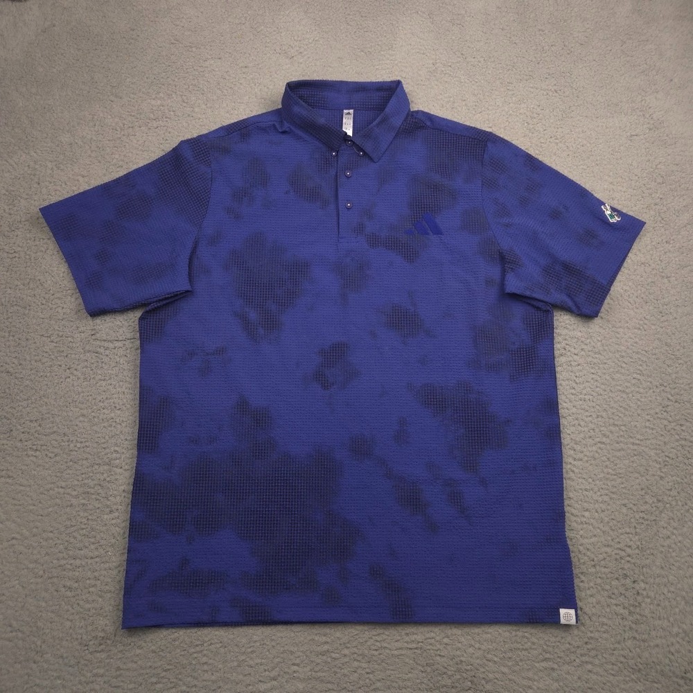 Adidas Golf Polo Shirt Men's XL Blue Camo Texture Primegreen Performance Stretch